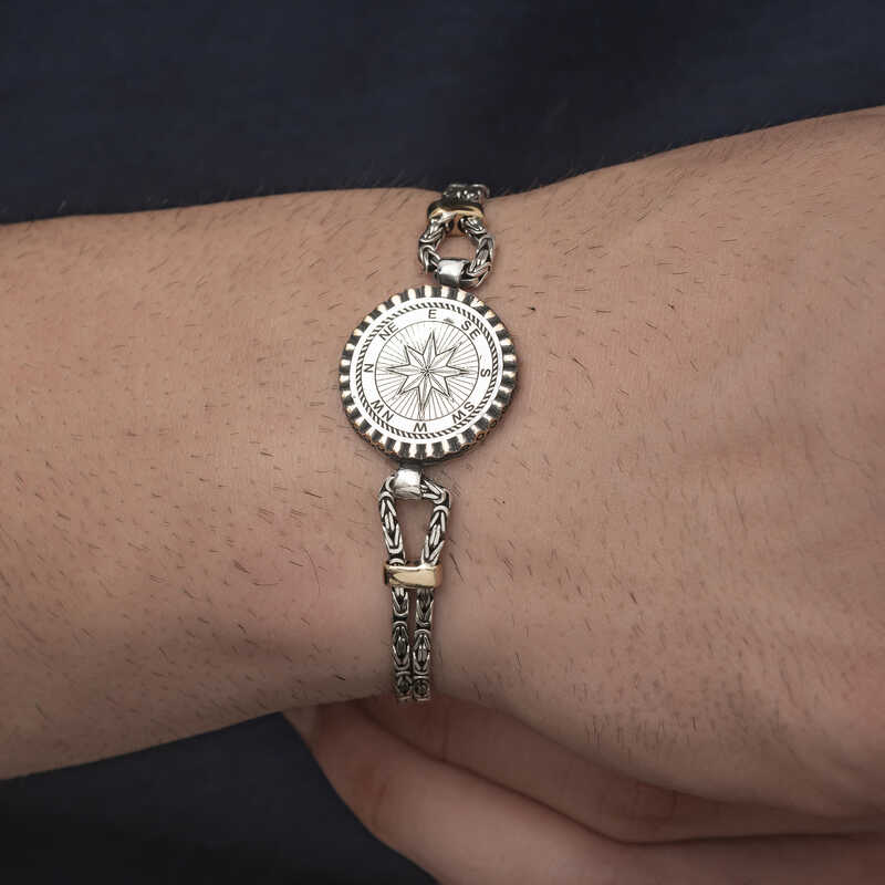 Silver Compass Men’s Bracelet
