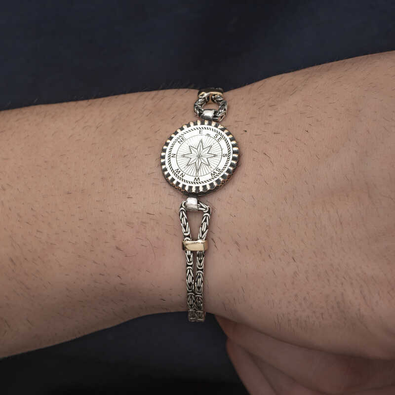 Silver Compass Men’s Bracelet
