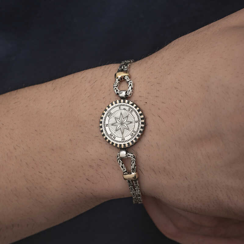 Silver Compass Men’s Bracelet