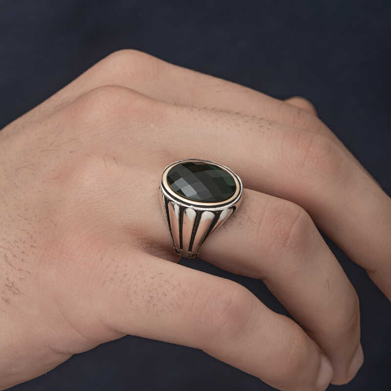 Silver Black Zircon Stone Men’s Ring