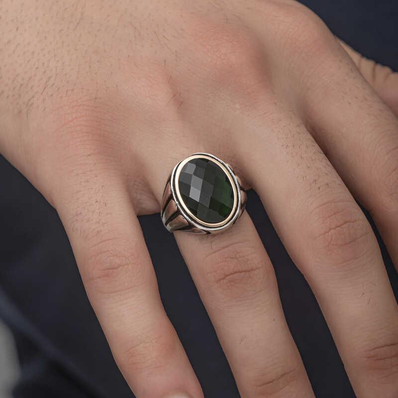 Silver Black Zircon Stone Men’s Ring