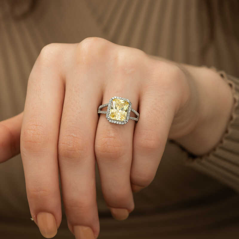 Silver Baguette Square Women’s Ring