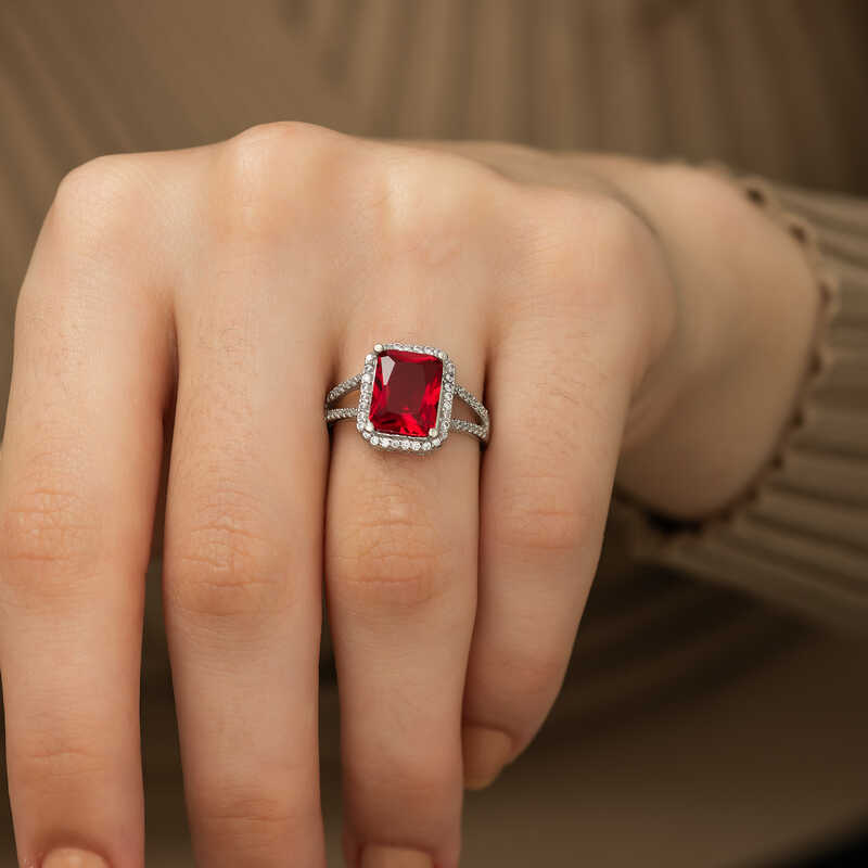 Silver Baguette Square Women’s Ring