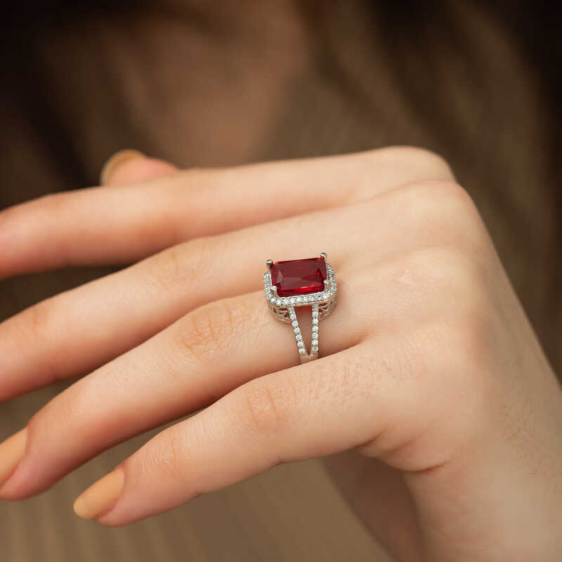 Silver Baguette Square Women’s Ring