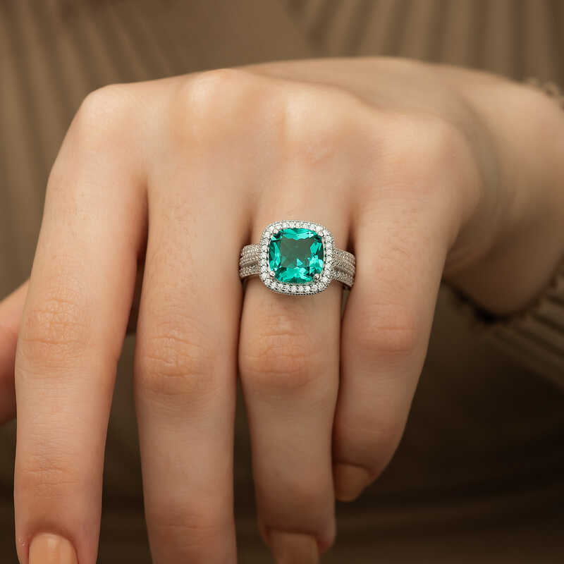 Silver Turquoise Baguette Women’s Ring