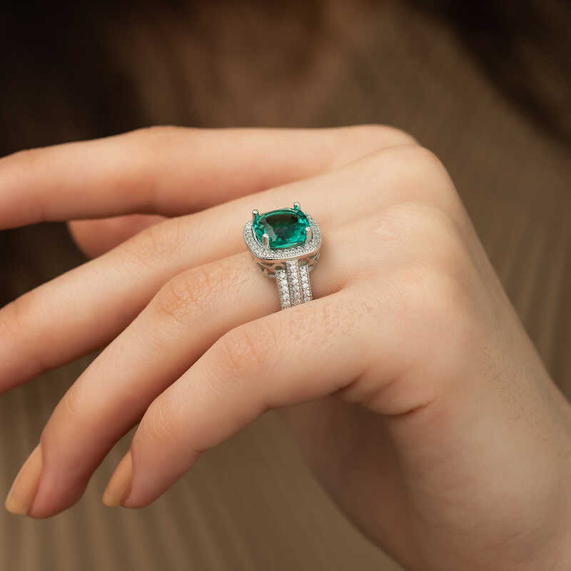 Silver Turquoise Baguette Women’s Ring