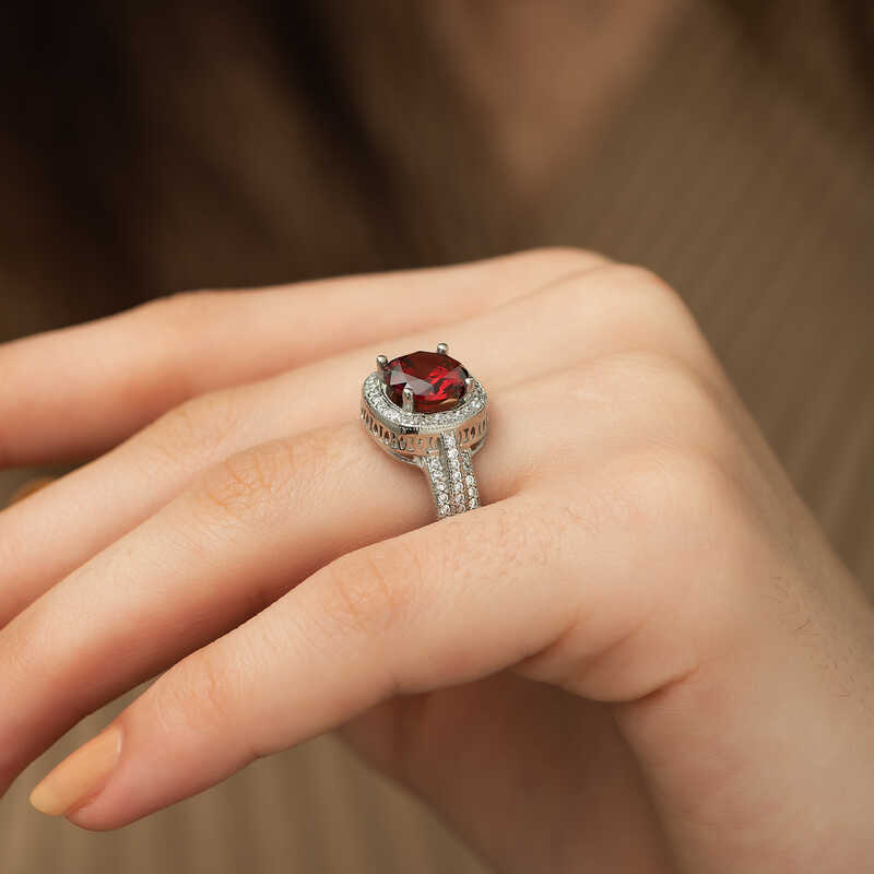 Silver Baguette Round Women’s Ring