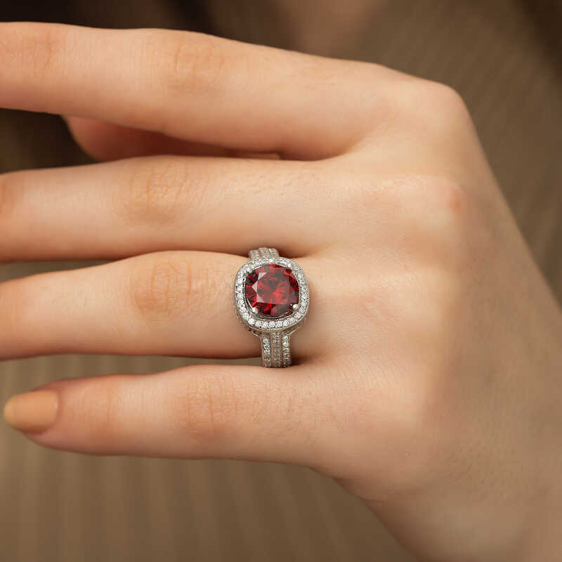 Silver Baguette Round Women’s Ring