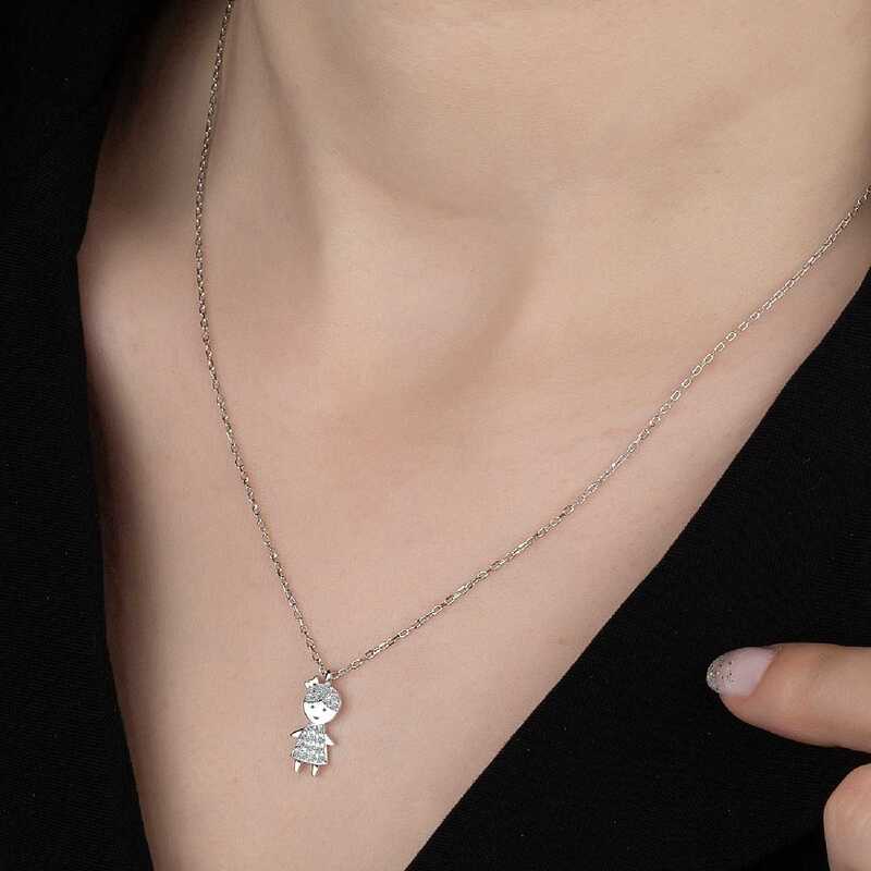 Swarovski Stone Silver Children’s Necklace for Women