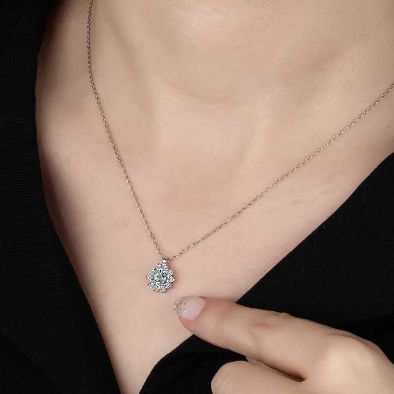 Swarovski Stone Silver Solitaire Women’s Necklace