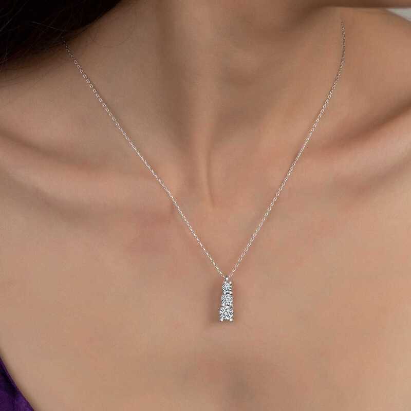 Swarovski Stone Silver Three Stone Solitaire Women’s Necklace