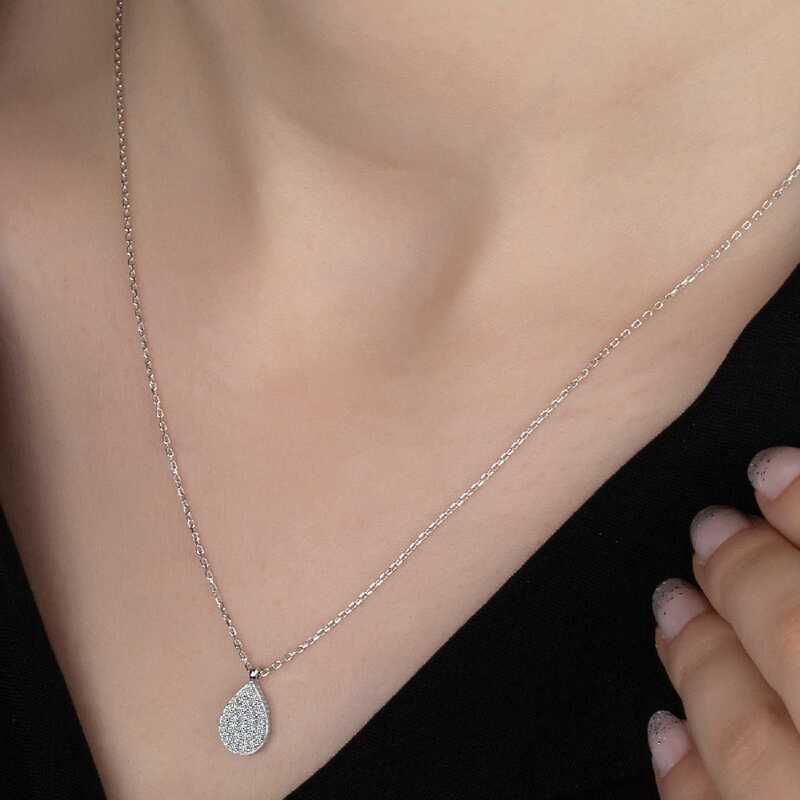 Swarovski Stone Silver Drop Women’s Necklace