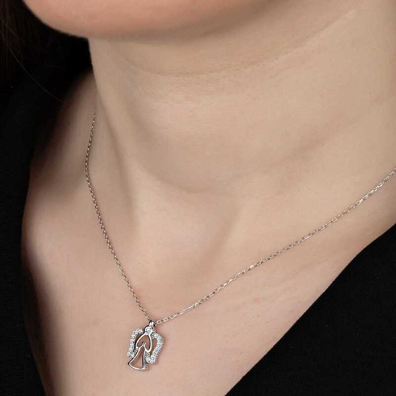 Swarovski Stone Silver Angel Women’s Necklace