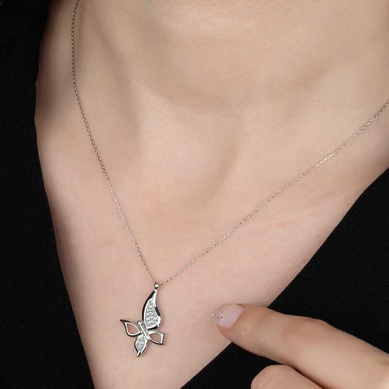 Swarovski Stone Silver Butterfly Women’s Necklace