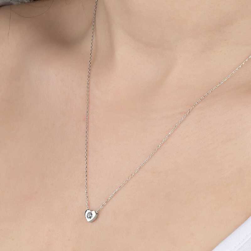 Swarovski Stone Silver Heart Women’s Necklace