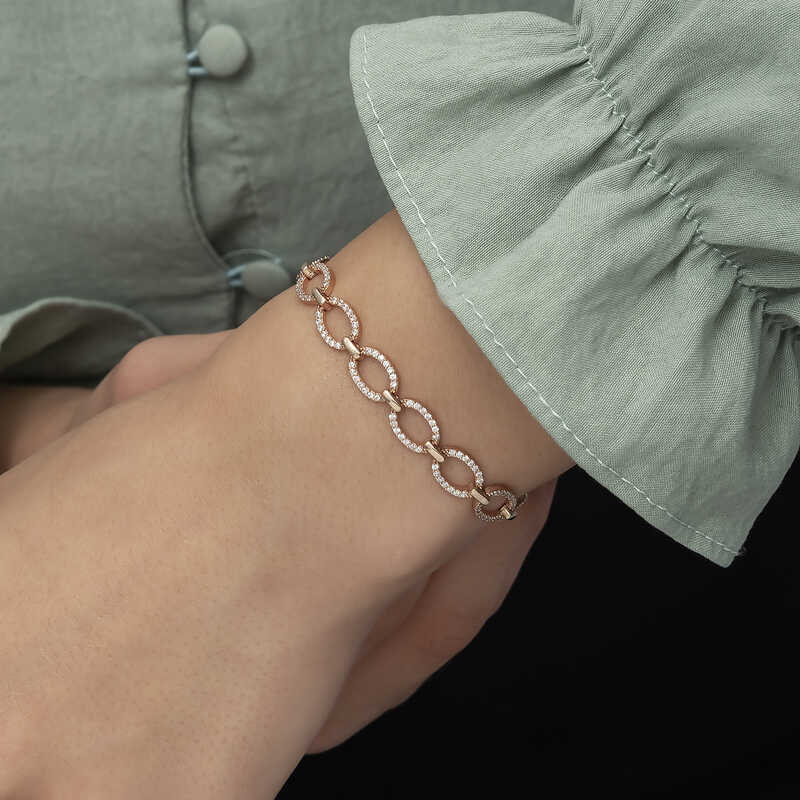 Silver Rose Oval Stone Women’s Bracelet