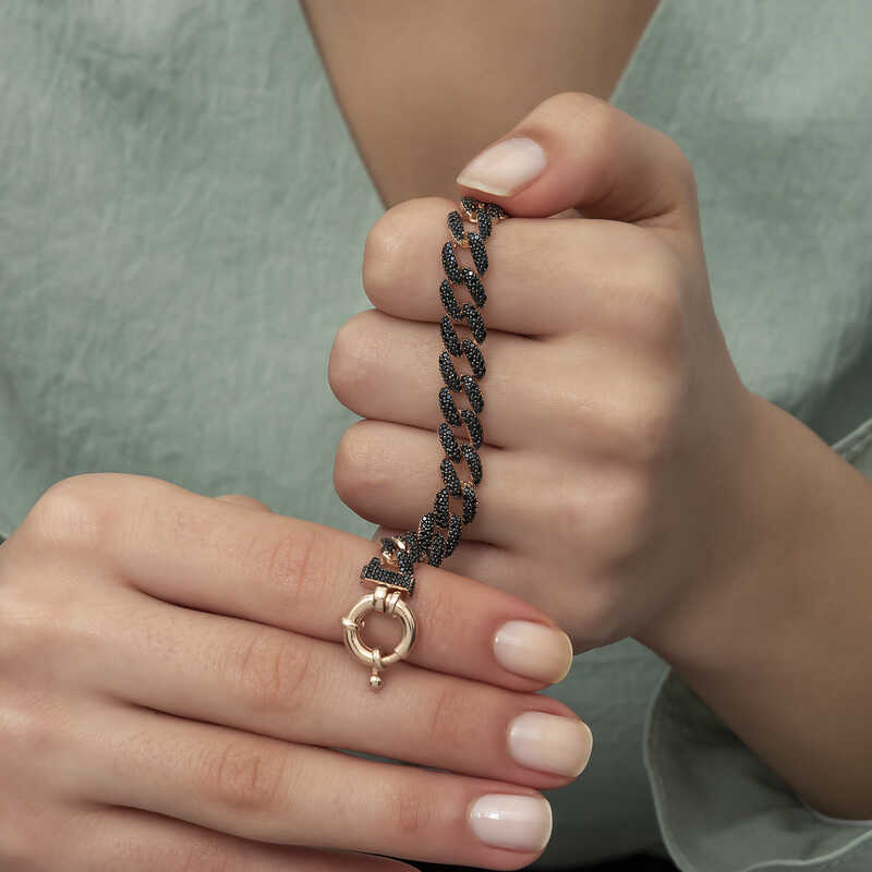 Silver Black Stone Gurmet Women’s Bracelet