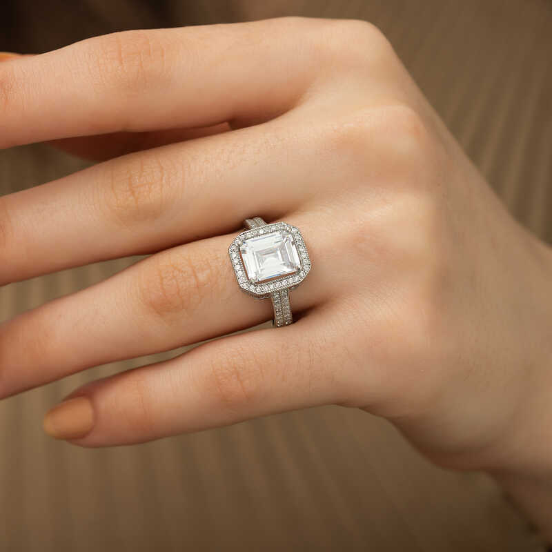 Silver White Baguette Women’s Ring