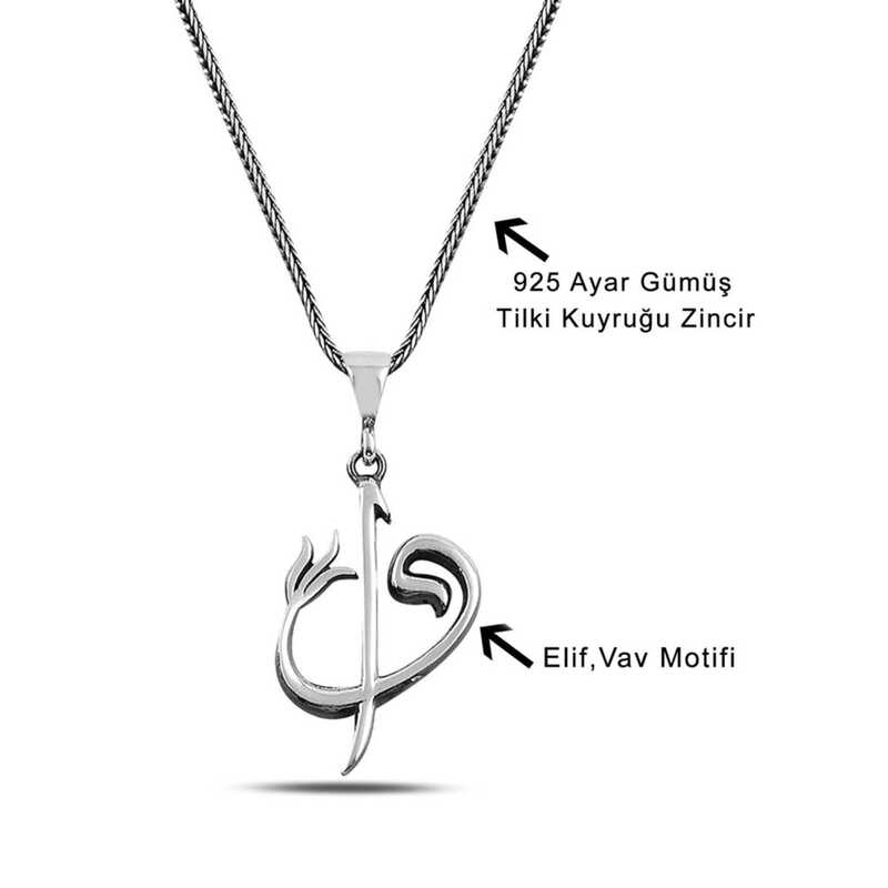 Silver Necklace with Elif Vav Written