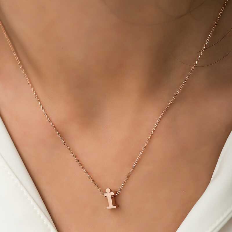 Silver Rose 3D Letter I Women’s Necklace