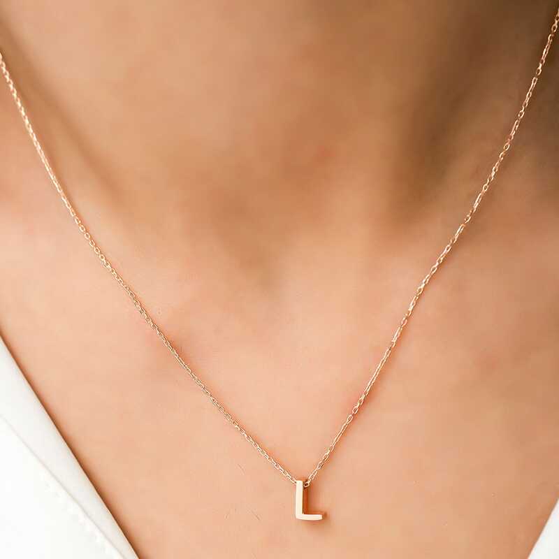 Silver Rose 3D Letter L Women’s Necklace