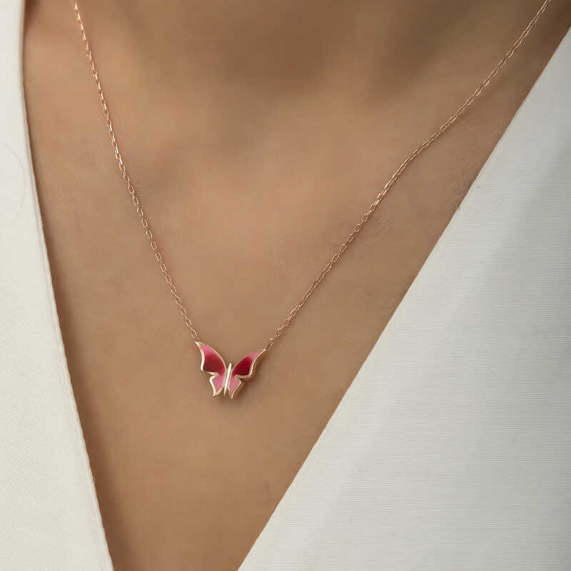 Silver Rose Minimal Butterfly Women’s Necklace
