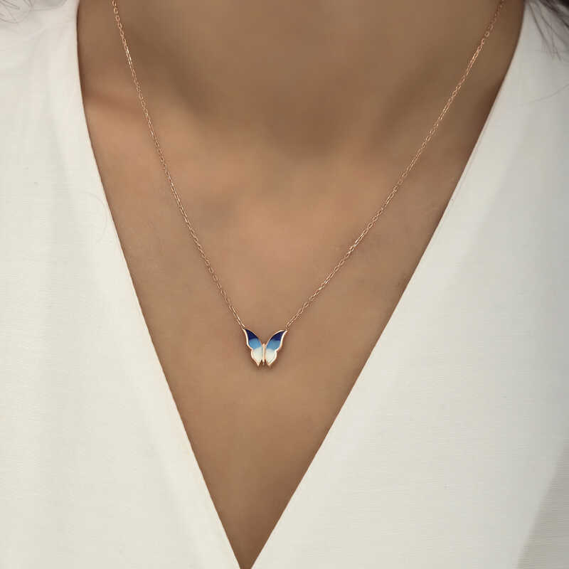 Silver Rose Minimal Butterfly Women’s Necklace