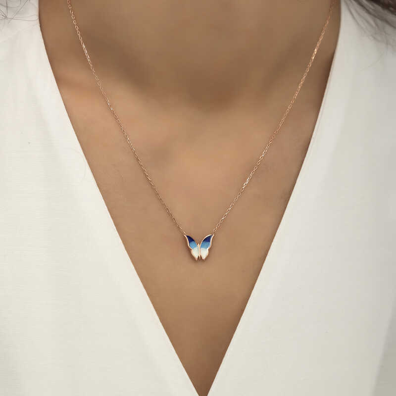 Silver Rose Minimal Butterfly Women’s Necklace
