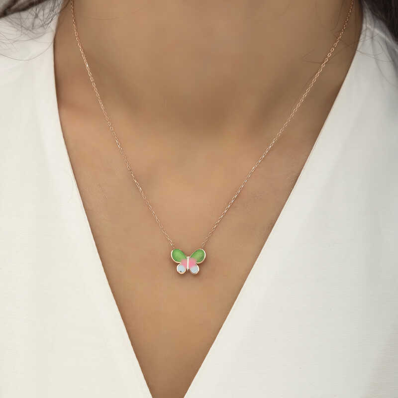 Silver Rose Minimal Butterfly Women’s Necklace