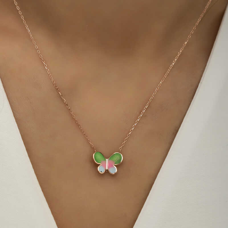 Silver Rose Minimal Butterfly Women’s Necklace
