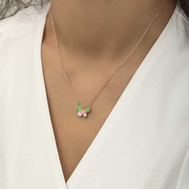 Silver Rose Minimal Butterfly Women’s Necklace