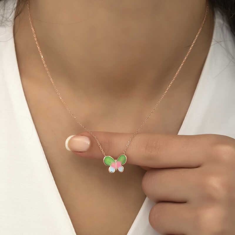 Silver Rose Minimal Butterfly Women’s Necklace
