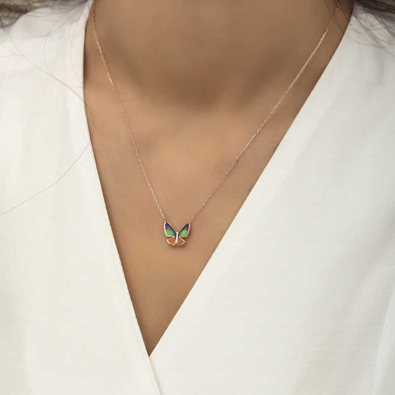 Silver Rose Minimal Butterfly Women’s Necklace