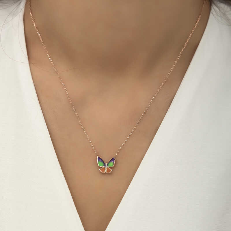 Silver Rose Minimal Butterfly Women’s Necklace