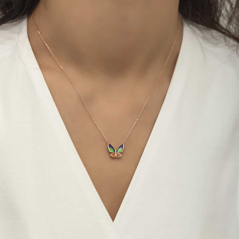 Silver Rose Minimal Butterfly Women’s Necklace