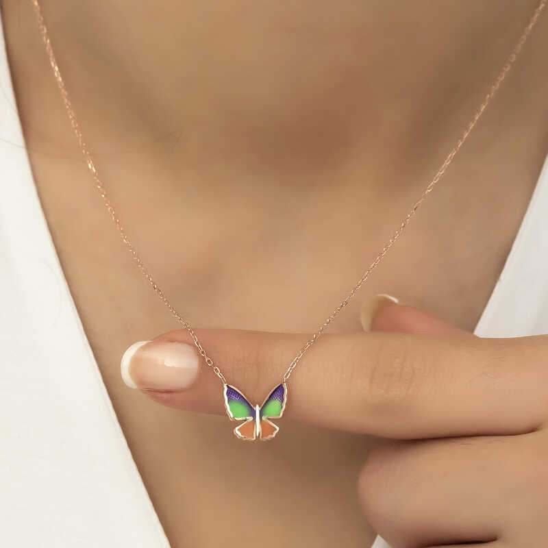 Silver Rose Minimal Butterfly Women’s Necklace