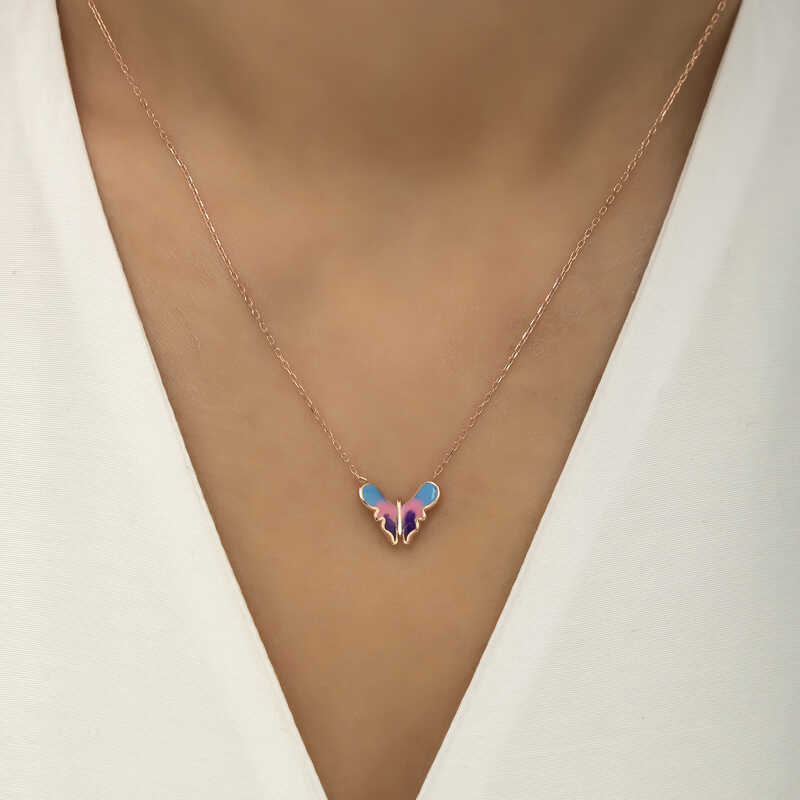Silver Rose Minimal Butterfly Women’s Necklace