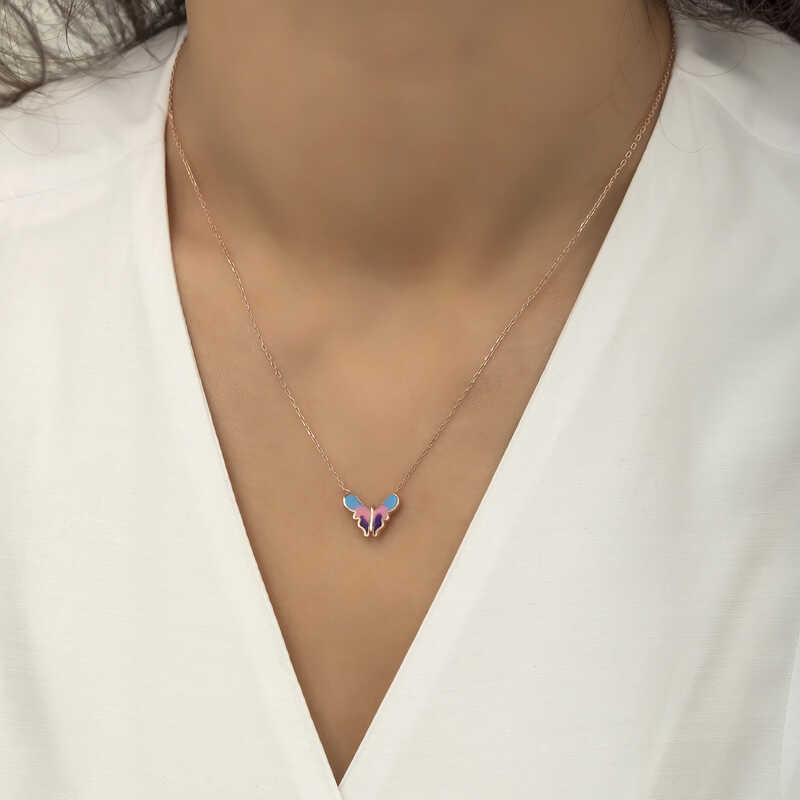 Silver Rose Minimal Butterfly Women’s Necklace