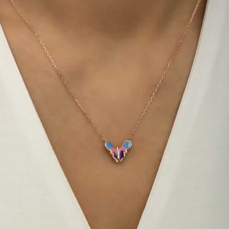 Silver Rose Minimal Butterfly Women’s Necklace