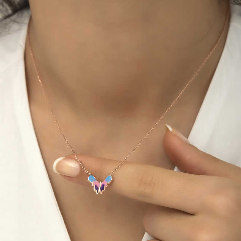 Silver Rose Minimal Butterfly Women’s Necklace