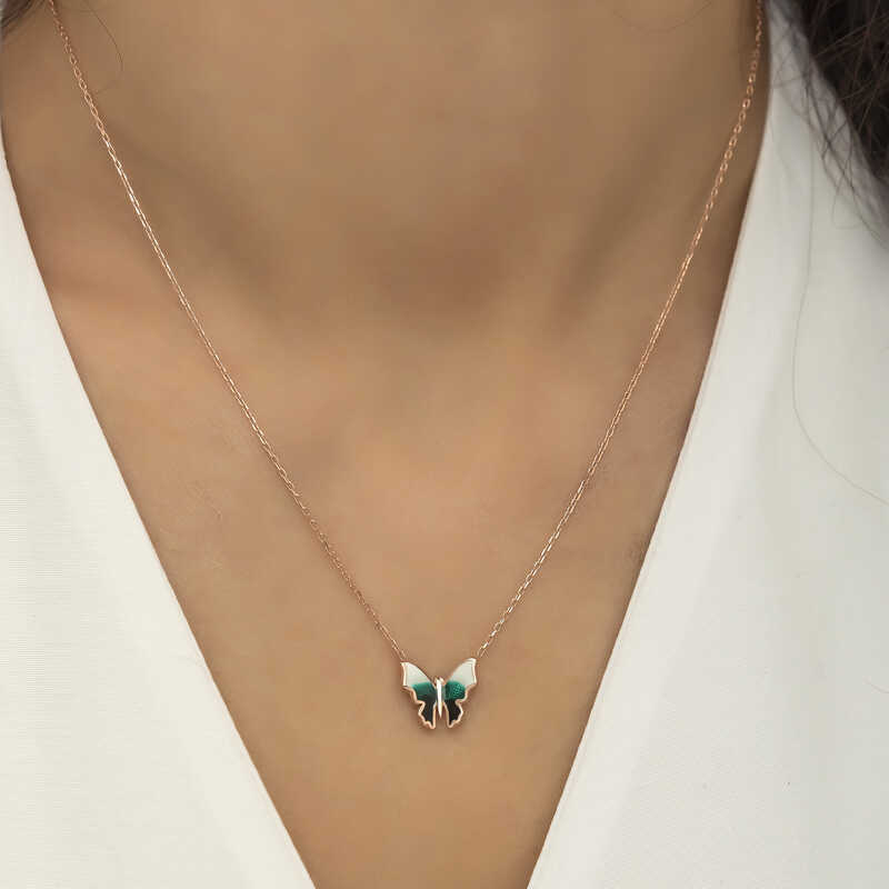 Silver Rose Minimal Butterfly Women’s Necklace