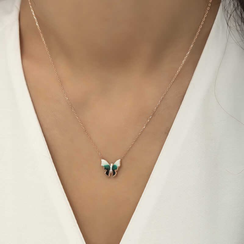 Silver Rose Minimal Butterfly Women’s Necklace