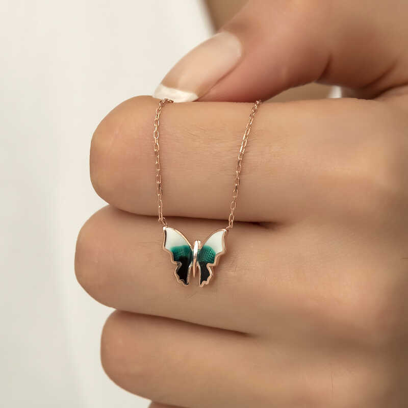 Silver Rose Minimal Butterfly Women’s Necklace