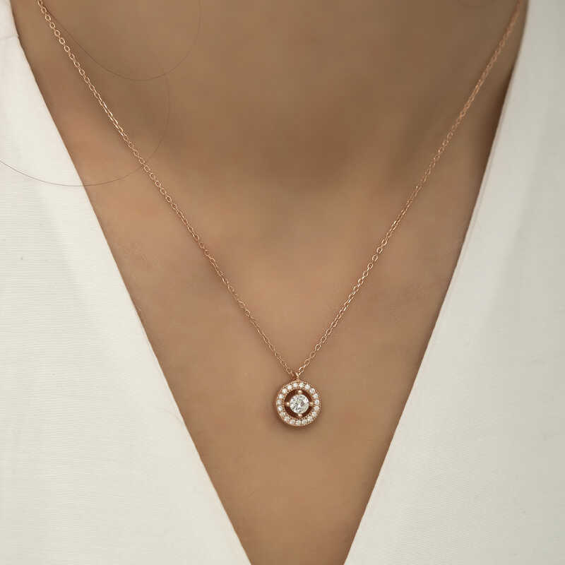 Silver Rose Minimal Round Solitaire Women’s Necklace