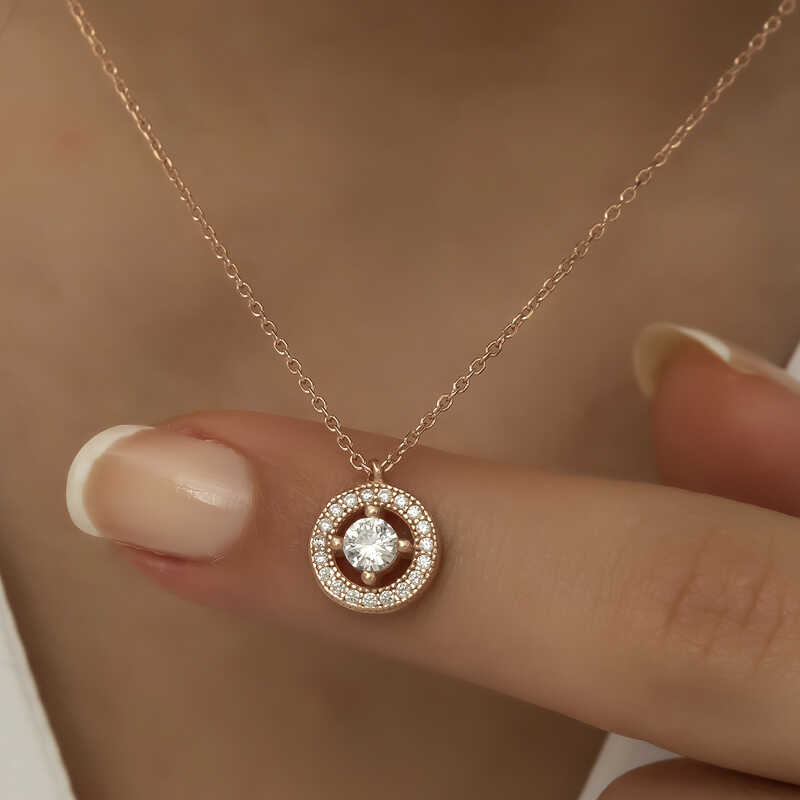 Silver Rose Minimal Round Solitaire Women’s Necklace