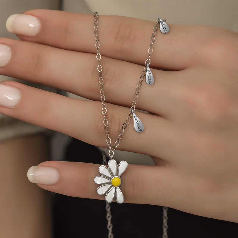 Silver Rhodium Daisy Loves Dislikes Women’s Necklace