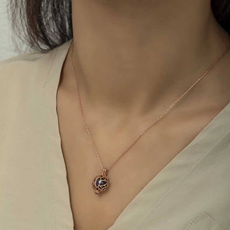 Silver Rose Caged Lotus Women’s Necklace
