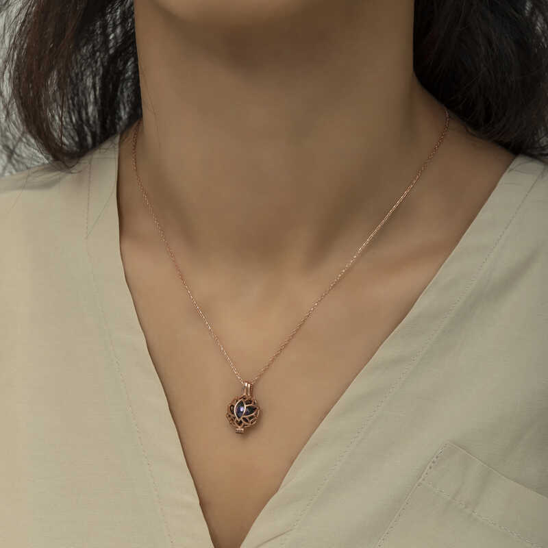 Silver Rose Caged Lotus Women’s Necklace