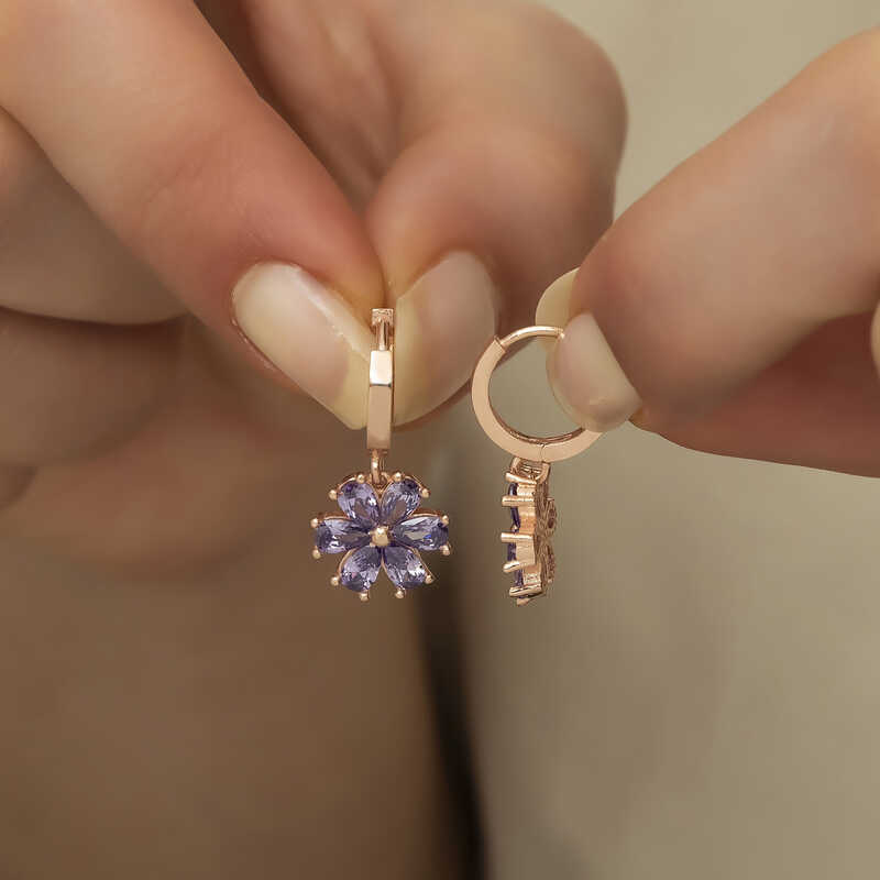 Silver Purple Flower Women’s Earrings