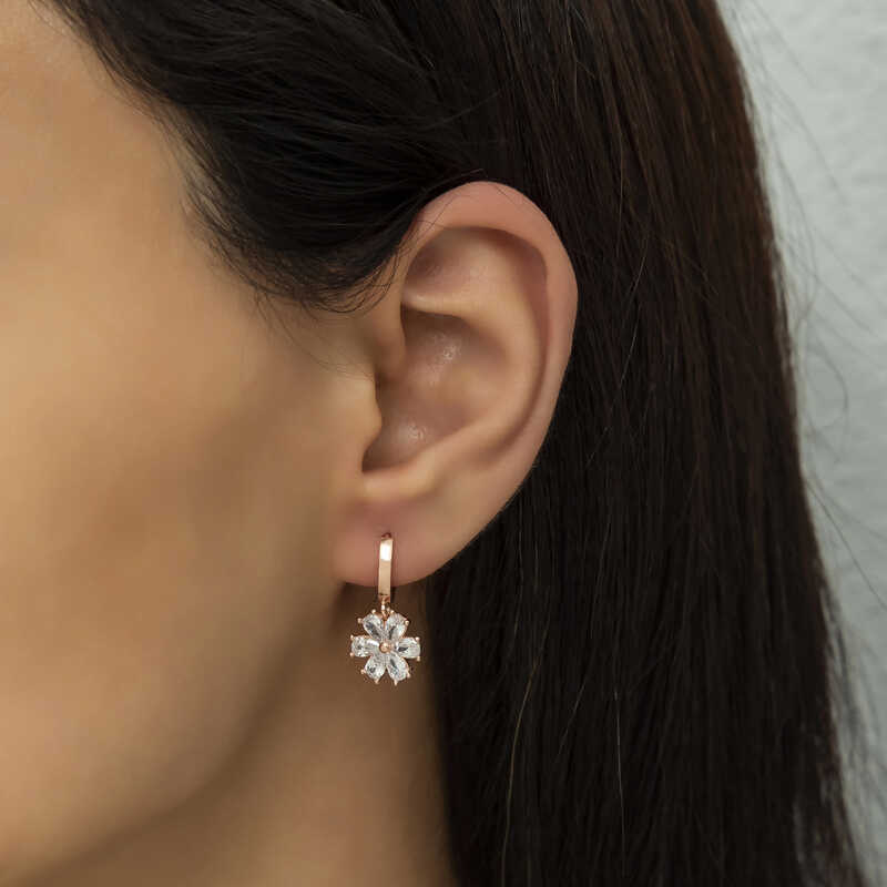 Silver White Flower Women’s Earrings